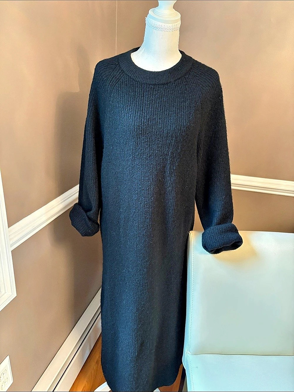 H&M Black Knit Maxi Dress Size Small Like New